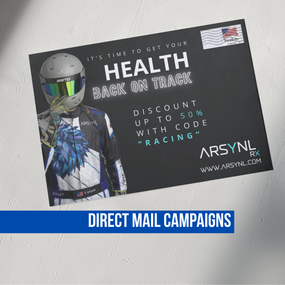 ARSYNL Rx direct mail postcard featuring the WIENDURE driver